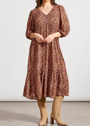 Boho Dress, Midi Length, Flowy Dress, Floral, Browns, Mid Length Sleeve, Winnipeg, Manitoba