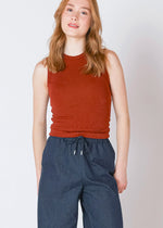ribbed, high neck, back seam, long, tank top, underhsirt, burnt orange, Dex Clothing, Winnipeg, Manitoba, Canada