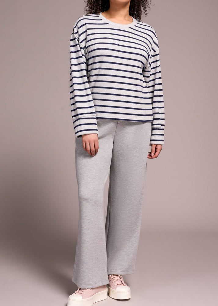Soft Stripe Crew Sweater w/Cuff