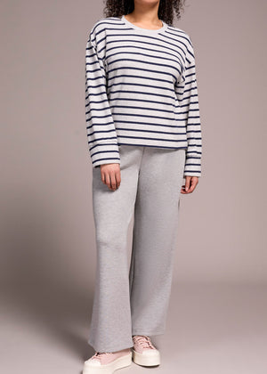 Soft Stripe Crew Sweater w/Cuff