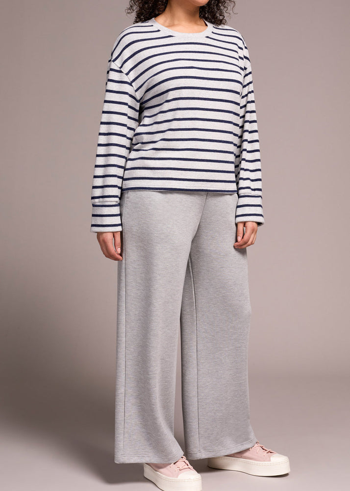 Soft Stripe Crew Sweater w/Cuff