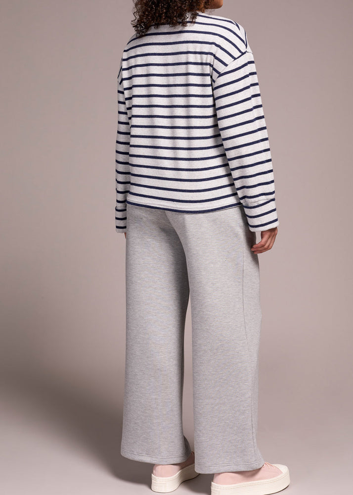 Soft Stripe Crew Sweater w/Cuff