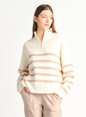 Half Zip, Mock Neck, Stripe Sweater, Cozy, Warm, Knit, Winnipeg, Manitoba