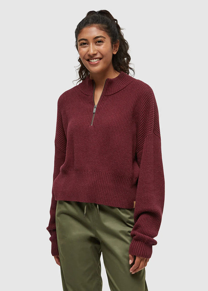 Half Zip, Sweater, Womens Sweaters, Burgundy, Wine, Ribbed, dropped Shoulder, Slouch, Winnipeg, Manitoba, Canada, Ten Tree, 10 Tree