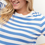 Plus size light blue striped short sleeve sweater manitoba Canada