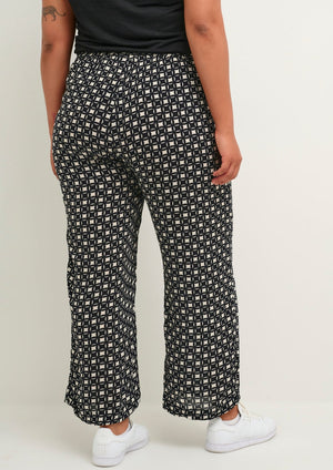 Curve extended sizing black and white geo pull on straight leg trouser pants Manitoba Canada
