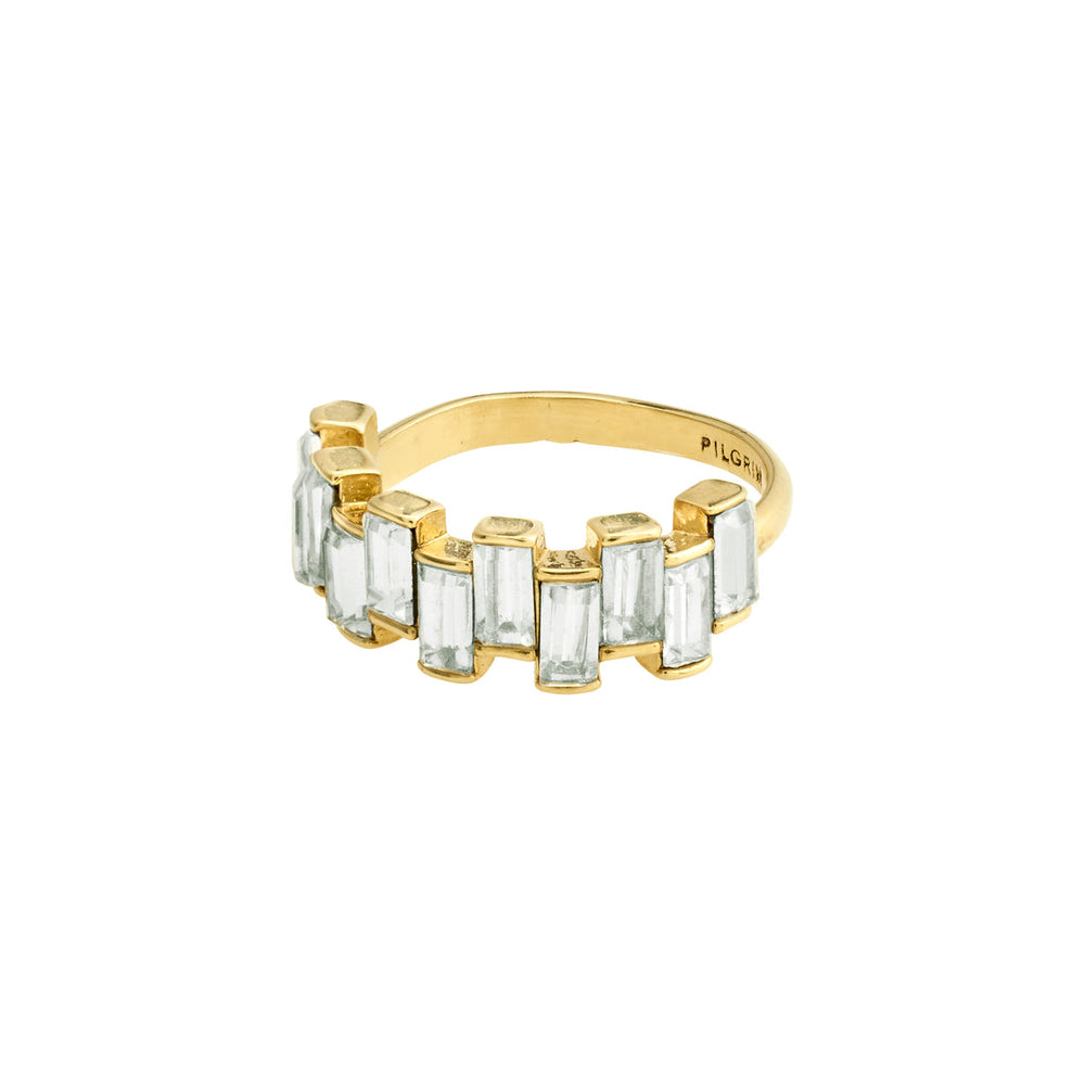 Pilgrim jewelry gold plated offset crystal statement cocktail ring fully adjustable size Manitoba Canada