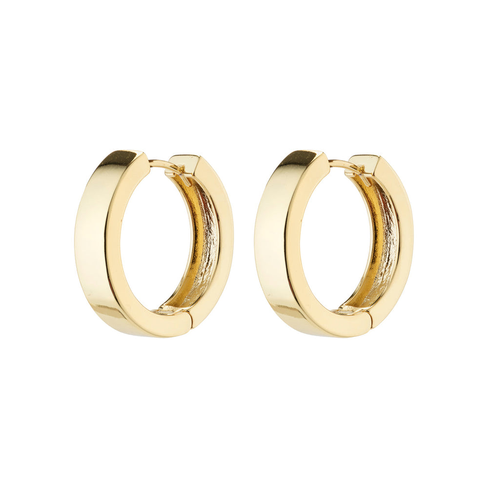 
            
                Load image into Gallery viewer, Pilgrim jewelry create recycled gold plated classic thick hoop earrings Manitoba Canada
            
        