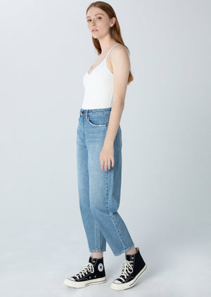 Unpublished denim loose light wash barrel silhouette non stretch jeans Manitoba Canada