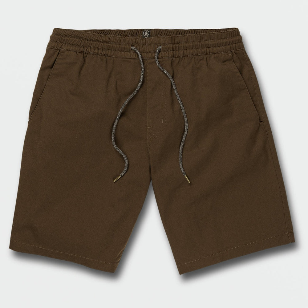 Dark brown cotton elastic waist mens shorts