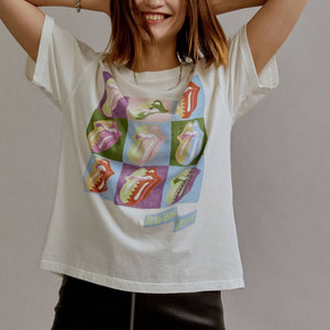 
            
                Load image into Gallery viewer, Pop art inspired Rolling stones hot lips colourful graphic t-shirt
            
        