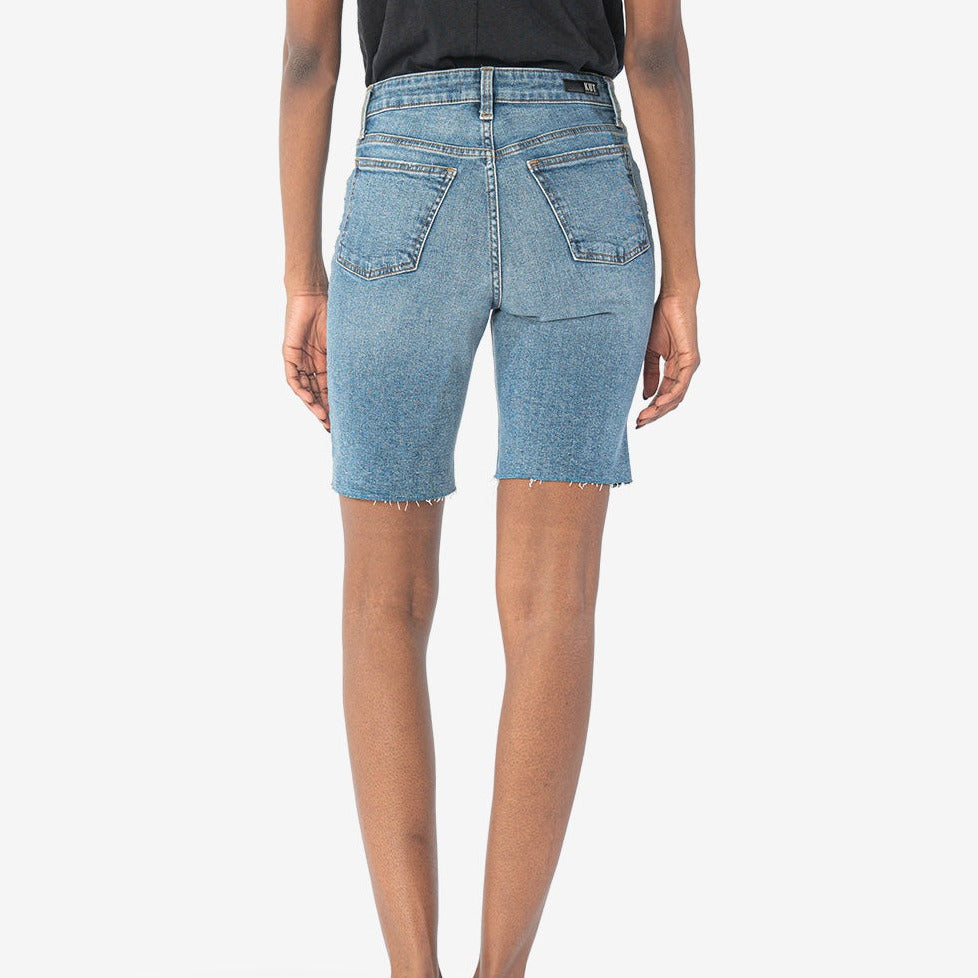 Kut from the Kloth margot cut off high rise mid thigh stretchy jean shorts Manitoba Canada