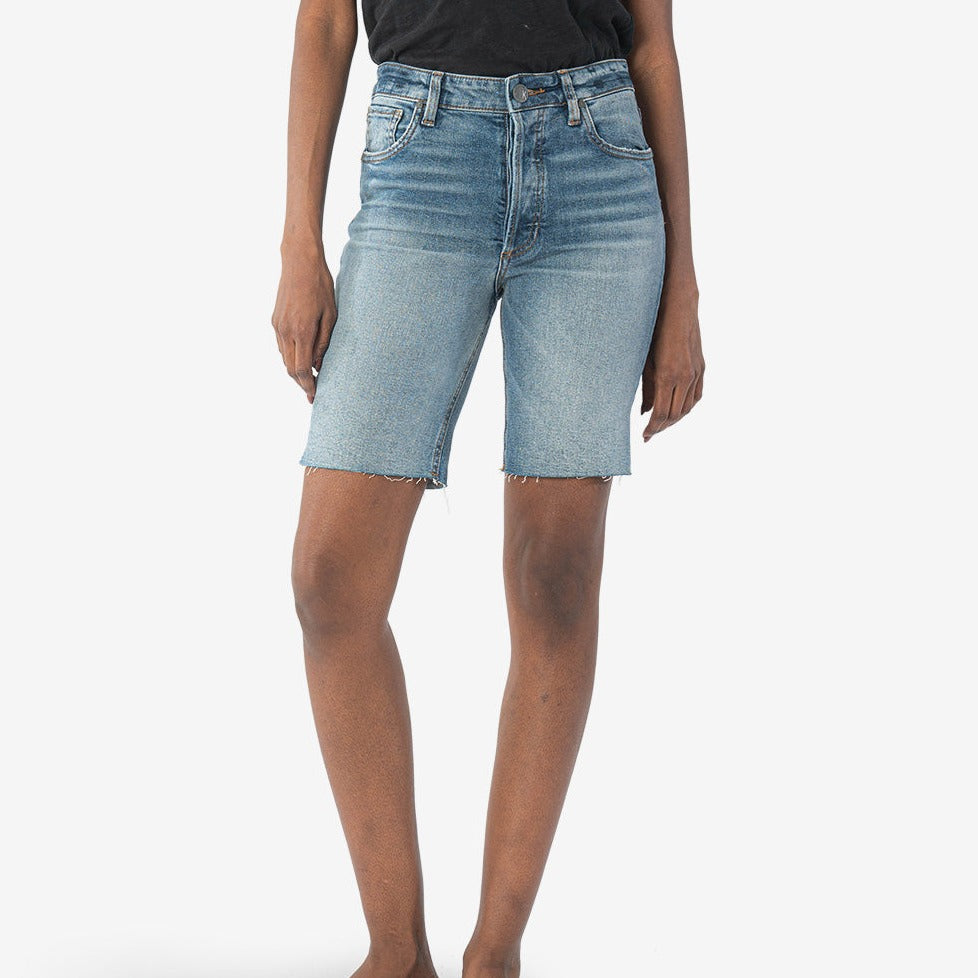 Kut from the Kloth high rise cut off Margo bermuda jean shorts Positive wash