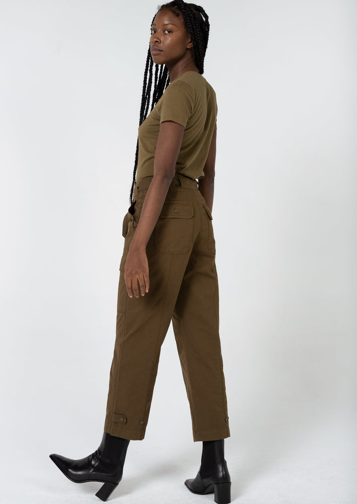 Unpublished mia earth brown belted utility cotton pants Manitoba Canada