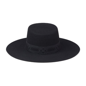 Lack of Color The Sierra black australian wool lace trimmed boater Manitoba Canada