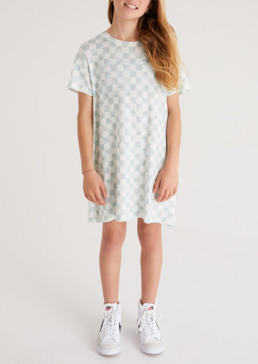 
            
                Load image into Gallery viewer, Z Supply girls upton checkered dress in cloud dancer Manitoba Canada
            
        