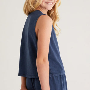 
            
                Load image into Gallery viewer, ZSupply kids girls sets sloane cotton jersey muscle tank in midnight blue Manitoba Canada
            
        