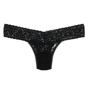 Worlds most comfortable ladies black lace one size stretch thong from Hanky Panky