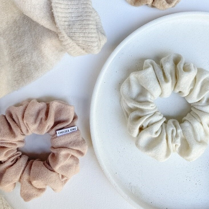 Luxurious cashmere like scrunchie by Chelsea King