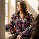 Fransa plus size collection winter floral v-neck blouse Manitoba Canada