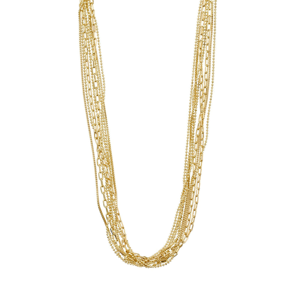 Pilgrim Jewelry ball chain micro cable chain box chain multi strand layered gold necklace Manitoba Canada
