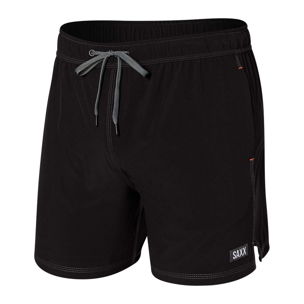 Classic black mens volley style swim short with ballpark pouch