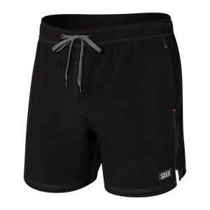 Classic black mens volley style swim short with ballpark pouch