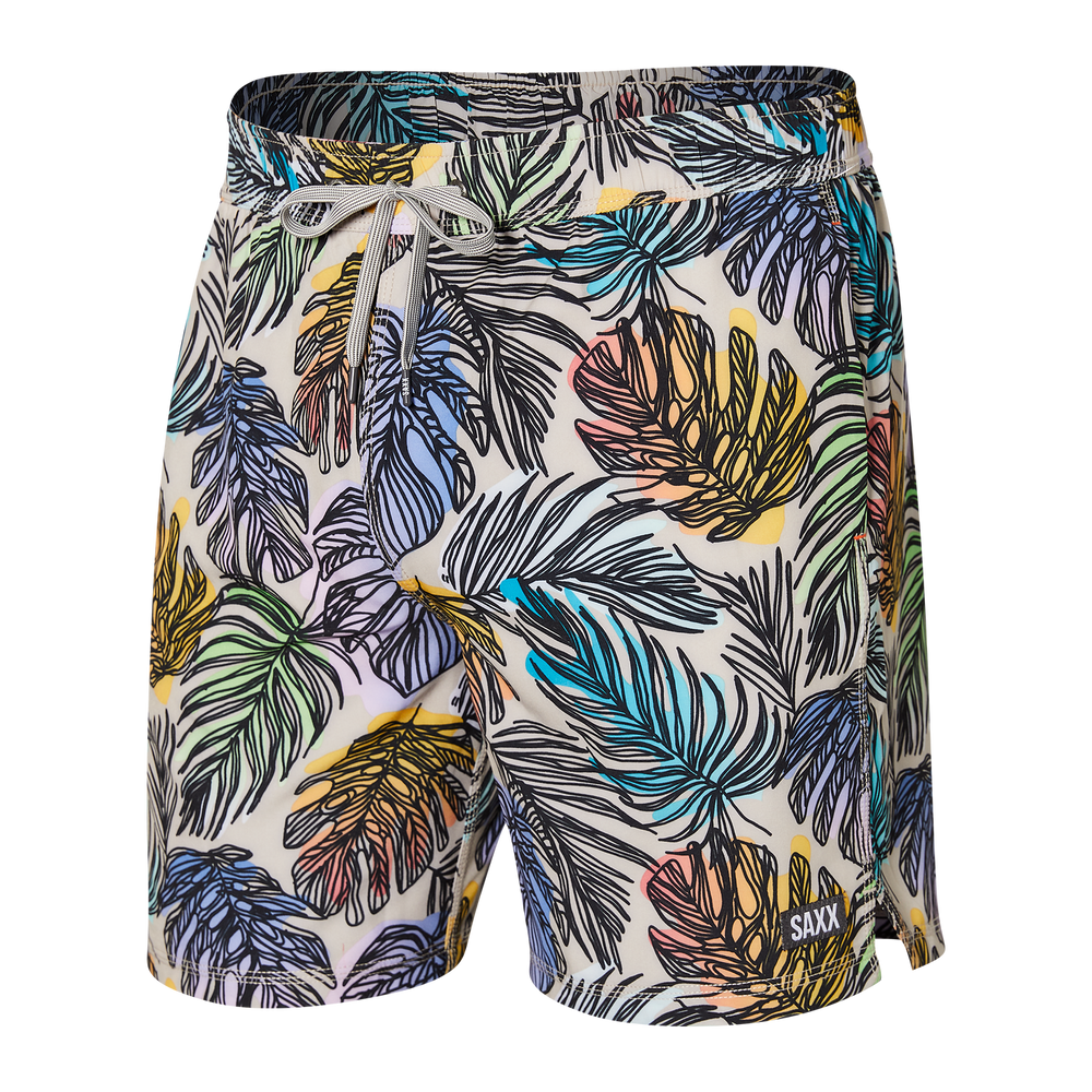 Saxx Oh Buoy jungle glow multi colorful palm print 7" lined boardshorts