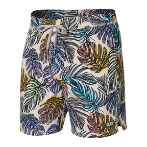 Saxx Oh Buoy jungle glow multi colorful palm print 7" lined boardshorts